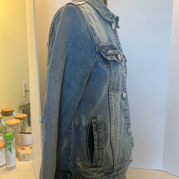 BLANKNYC Women's Collar Long Sleeves Distress Medium Wash Jean Jacket Size XS - Picture 11 of 13